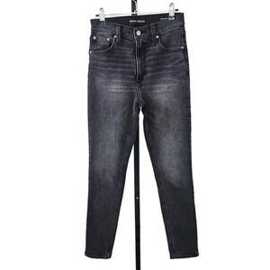 Denim Forum The 80's Bardot  Hi-Rise Slim Jeans Size 25 Gray Black Wash Denim